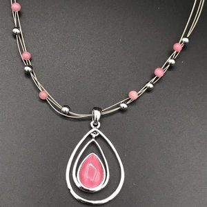 Lia Sophia Pink Teardrop Necklace